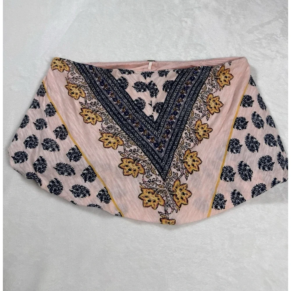 Free People Strapless Tube Top M Boho Floral‎ Bandana Print Flowy Crop